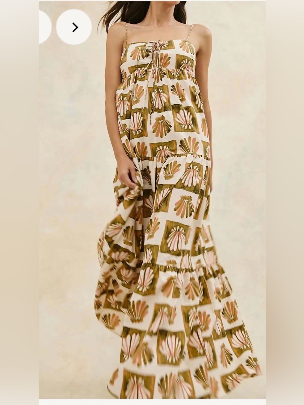NWOT Rails Mica Boho Tiered Maxi Dress in Olive & Cream XS - Picture 3 of 6
